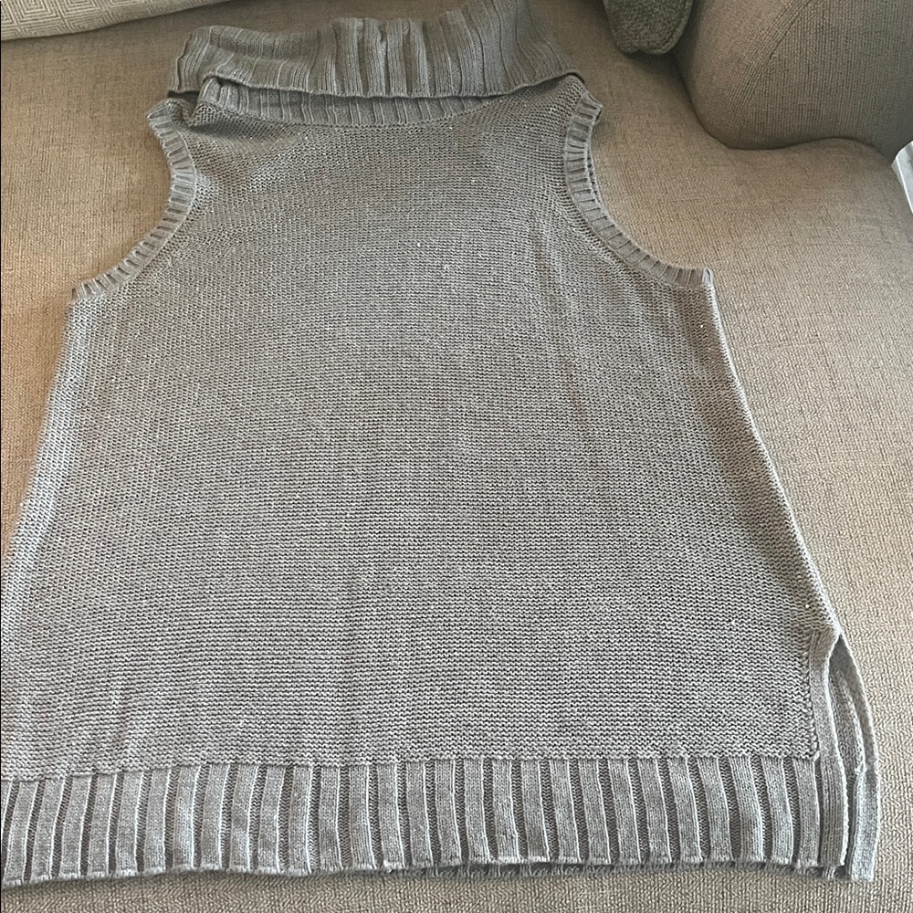 XL sleeveless grey cowl neck sweater with some shimmer to it